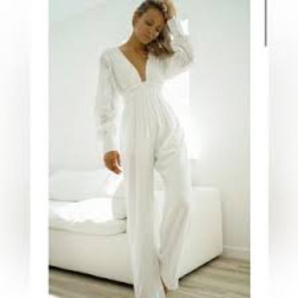 YLLW the Label 100% Cotton Jumpsuit in White - Size S - Picture 1 of 11